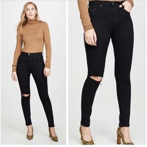 Reformation High Waist Skinny Black Distressed Jeans 26